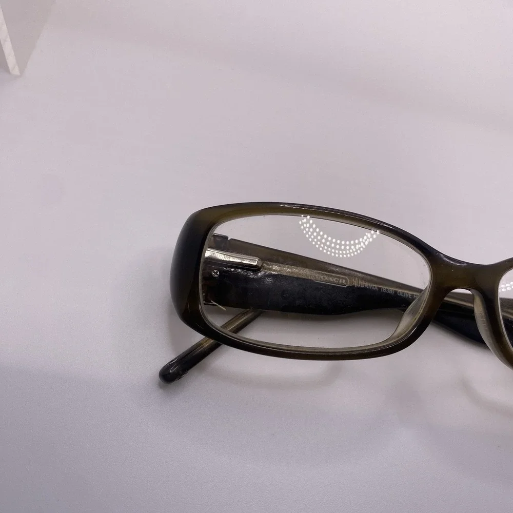 Coach Eyeglasses Women FRAME ONLY Audrina Rectangular 130 Olive Horn 828